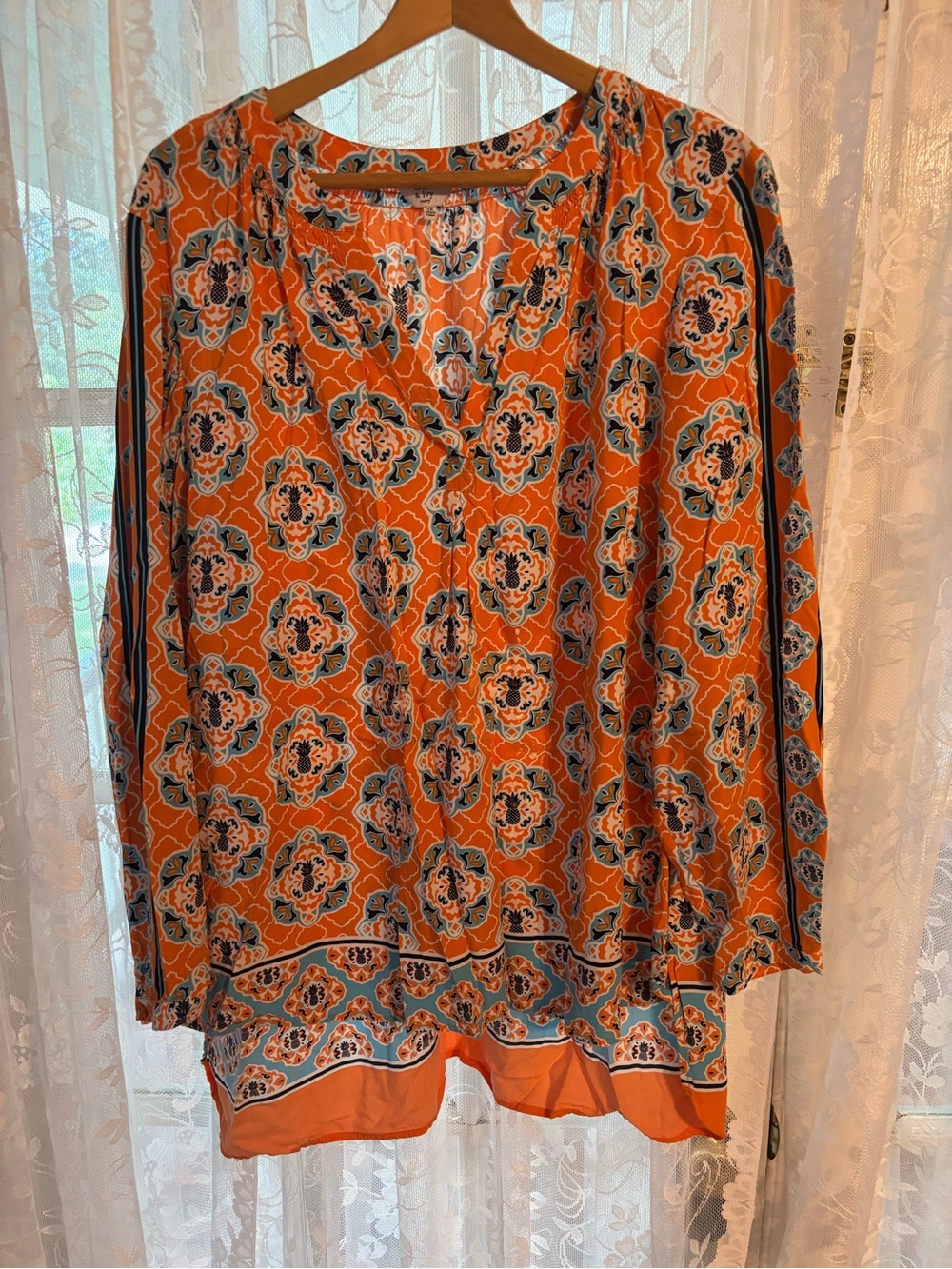 Orange Medallion Print Blouse